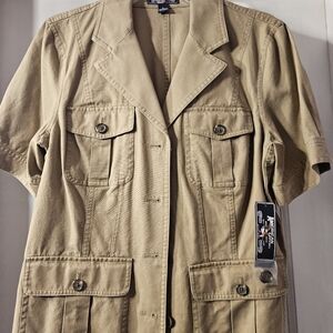 Khaki Short Sleeve Utility Jacket Size Large